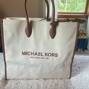 Michael Kors Cream and Brown Tote Bag
